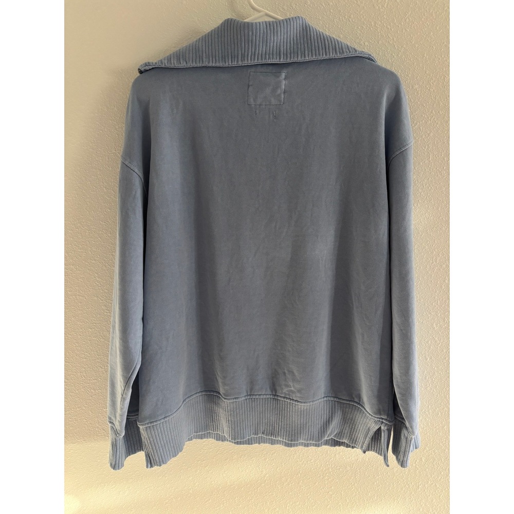 C&C California Sunwashed Fleece Quarter Zip Womens Medium Blue Beachy Chunky - Picture 2 of 4